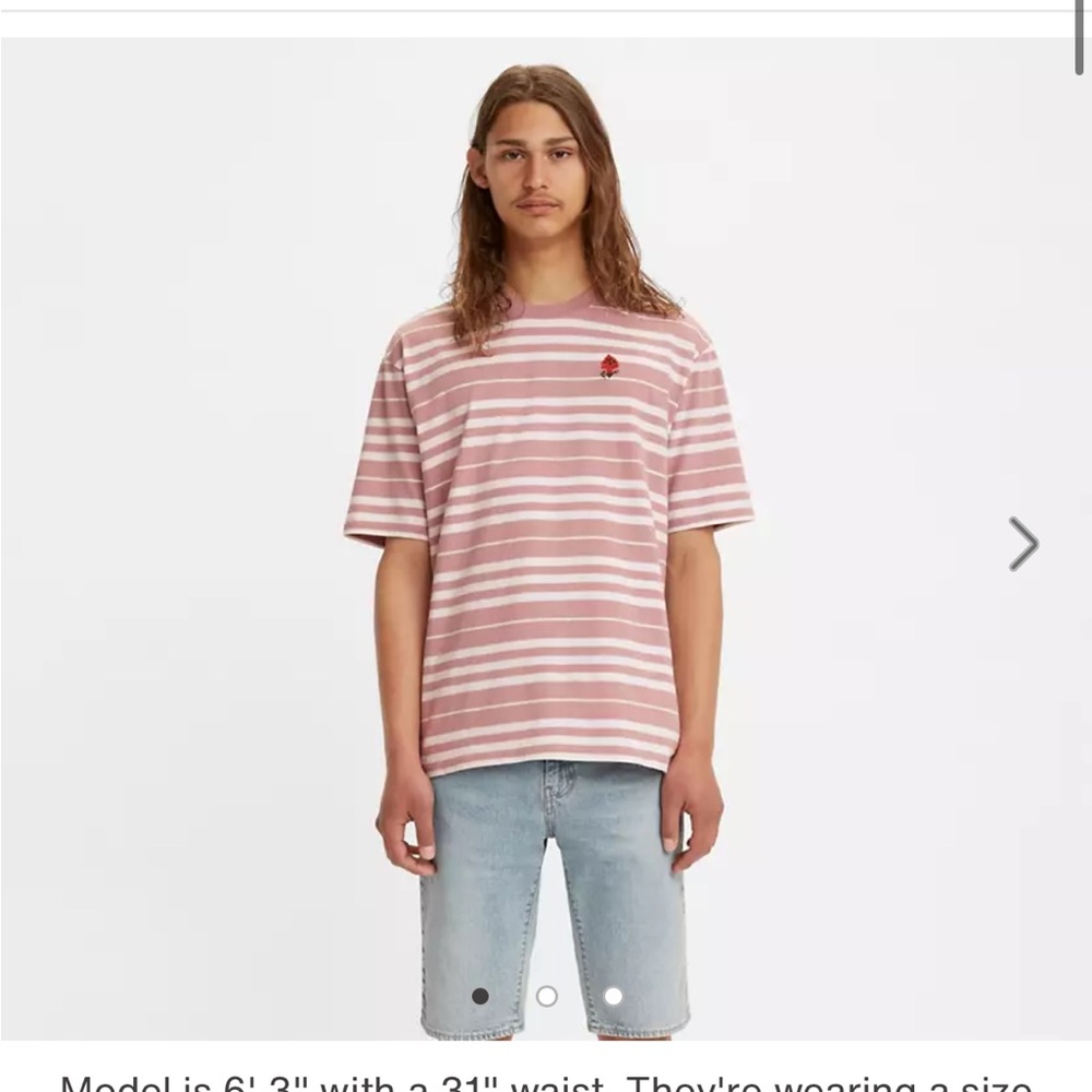 Levi’s Men’s XS Oversized T Shirt Striped Pink and White